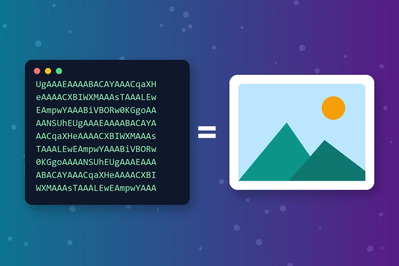 Base64 encoded image string next to the decoded picture