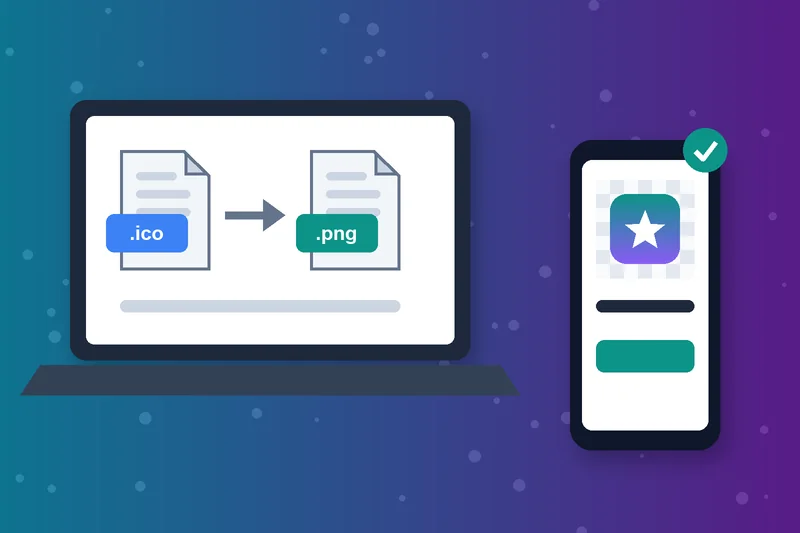 Converting an ICO file to PNG online on a laptop and a phone