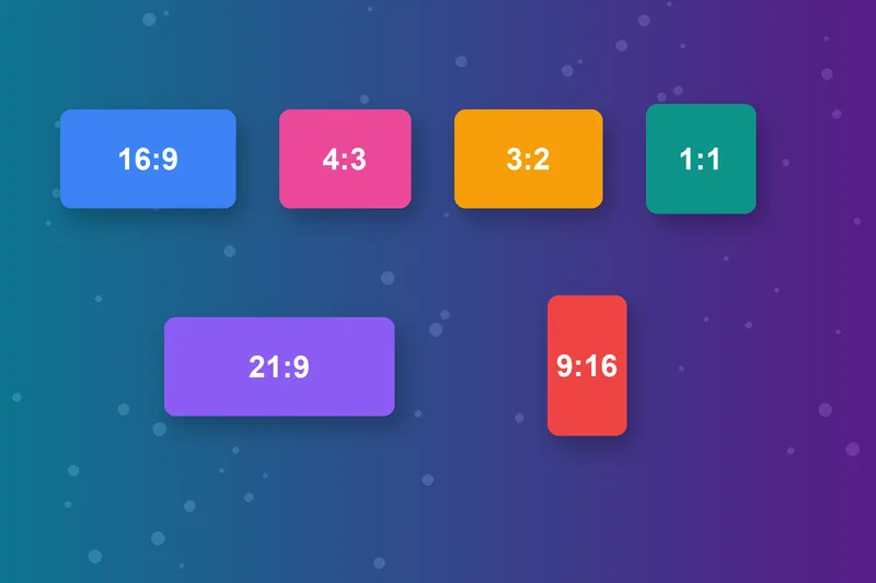 Шаблоны стандартных соотношений сторон: 16:9, 4:3, 3:2, 1:1, 21:9 и 9:16