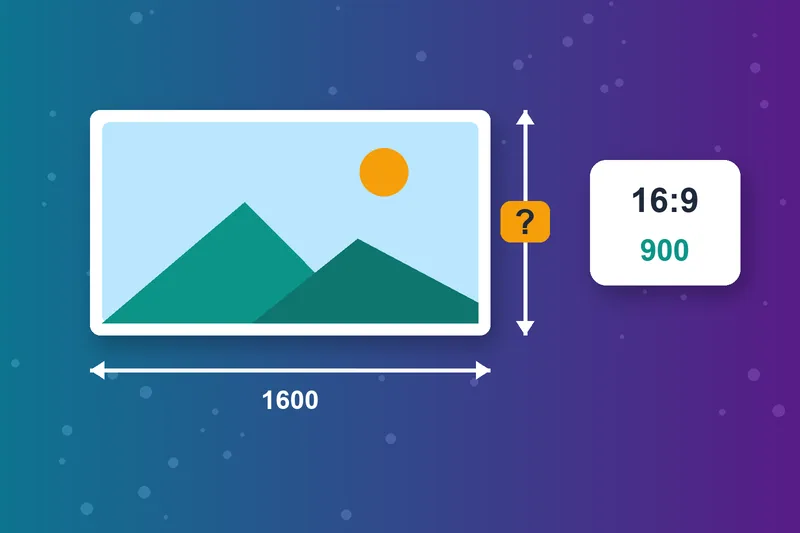 Калькулятор соотношения сторон находит высоту изображения 16:9 шириной 1600 пикселей